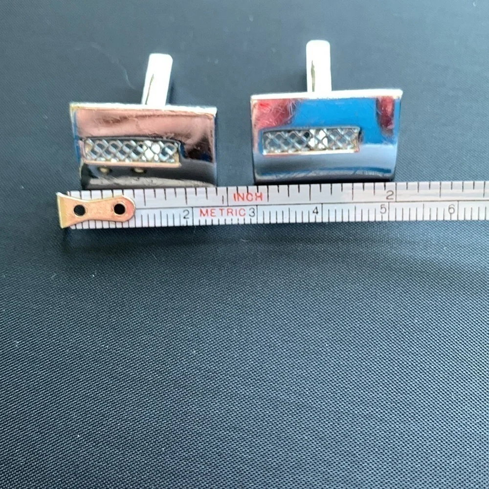 Cuff Links Anson patented pending dated back to 1940  latice work pattern silver